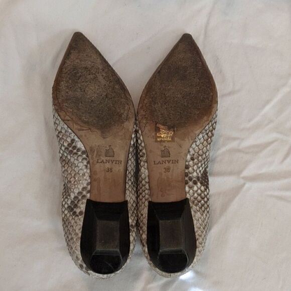 💯 Lanvin Python Pointy Toe Ballerina Flat Shoe. Size 38. - Picture 6 of 7